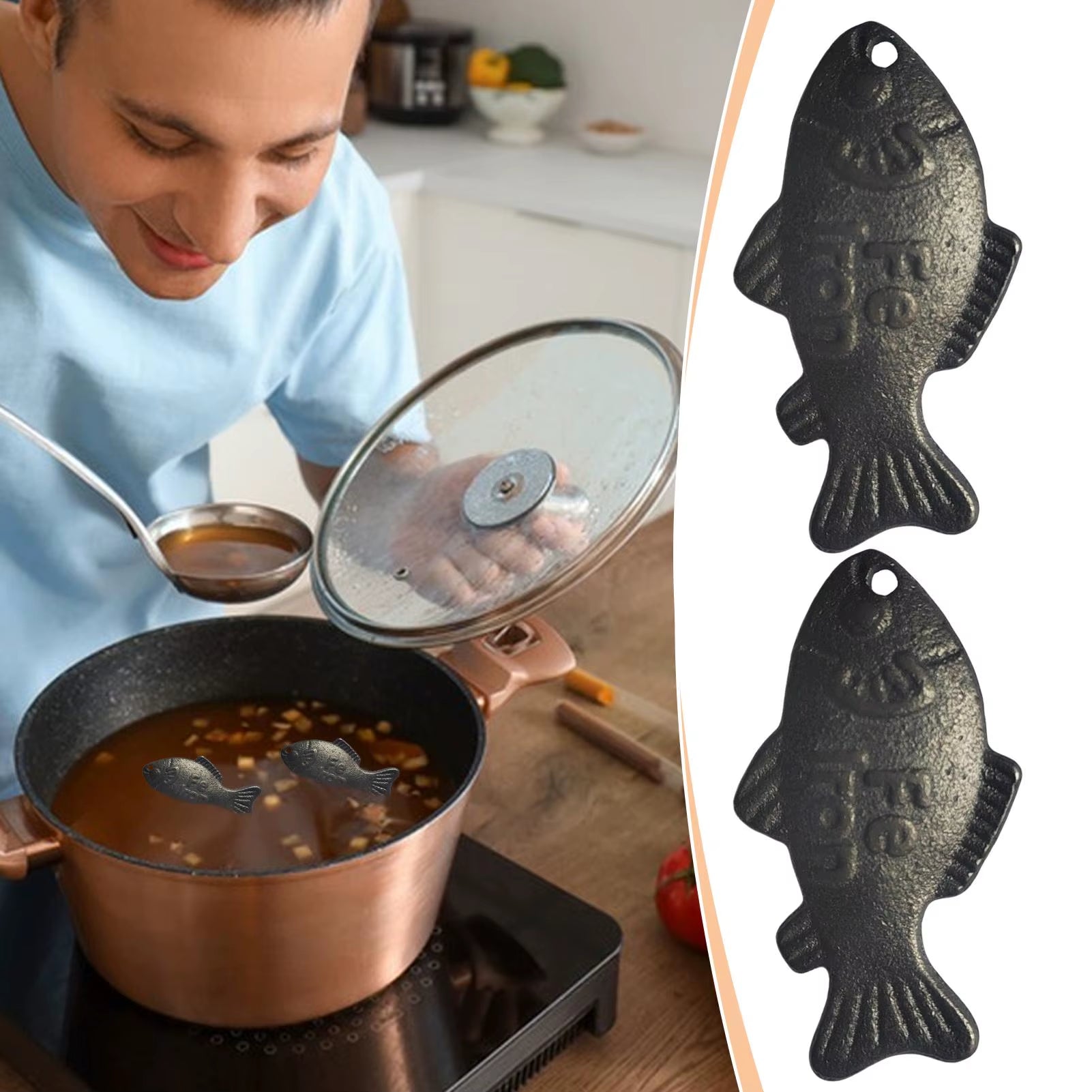 Iron Fish Natural Source of Iron Fish Effective 2 Pieces Reusable Kitchen Accessories for Deficiency Children Vegetarians